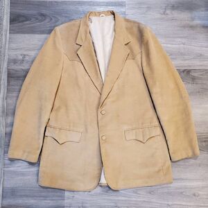 Vtg Pioneer Wear Mens 46L Tan Corduroy Suede Blazer Western Jacket Made in USA